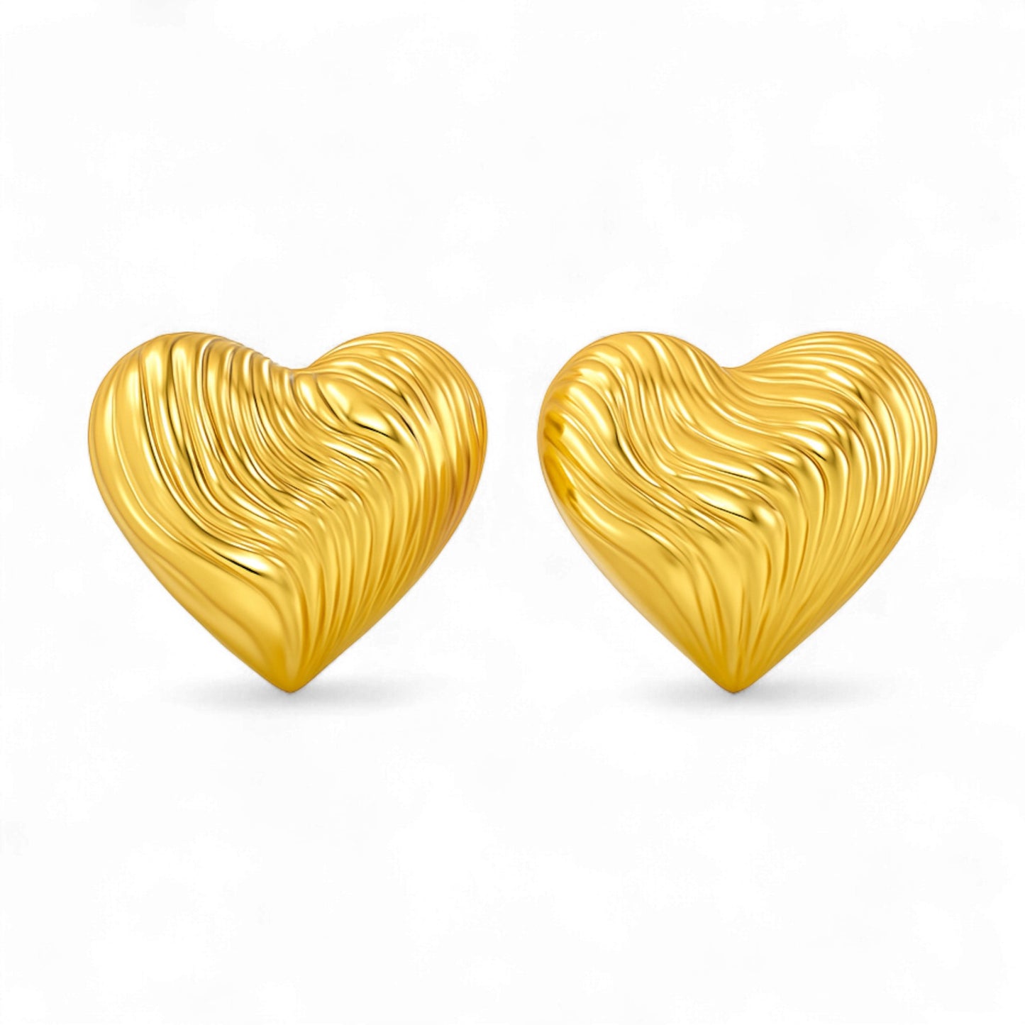 Big Heart Plain Gold Earrings in 18K Gold