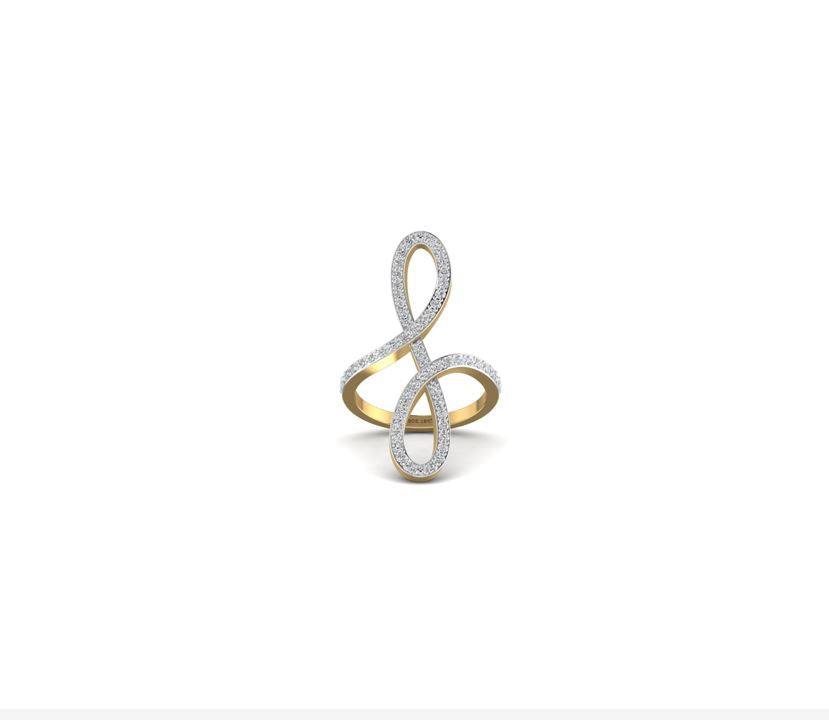 Oiza Infinie Mini Pave Diamond Ring in 18K Gold