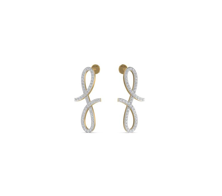 Oiza Infinie Mini Vertical Pave Diamond Earrings in 18K Gold