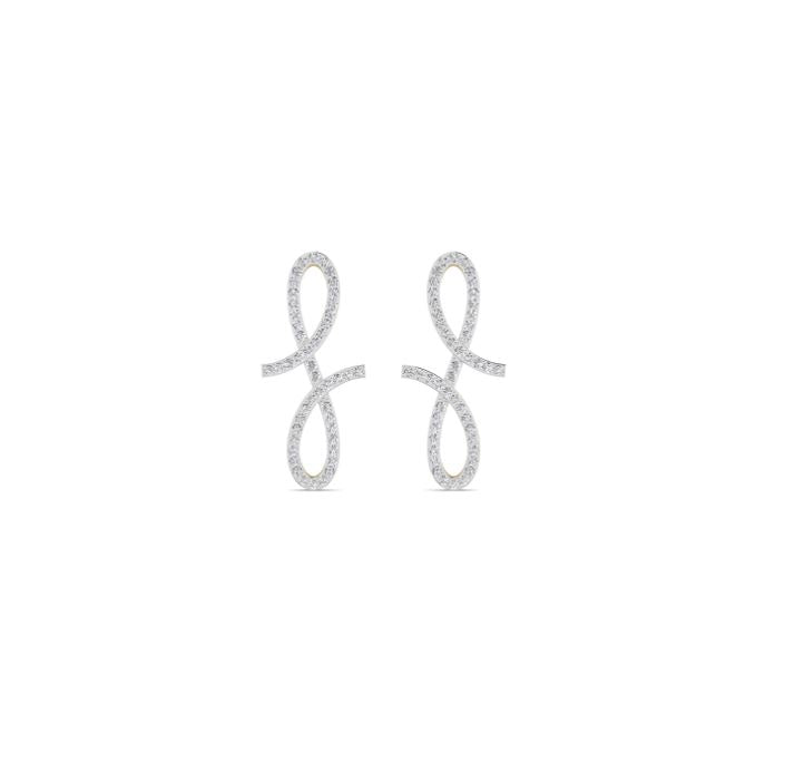 Oiza Infinie Mini Vertical Pave Diamond Earrings in 18K Gold