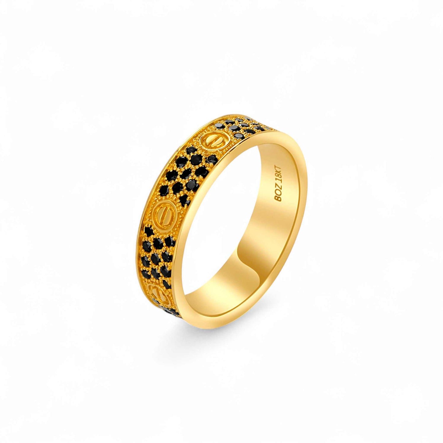 Love Inspired 6mm Black Diamond Band in 18KT Gold