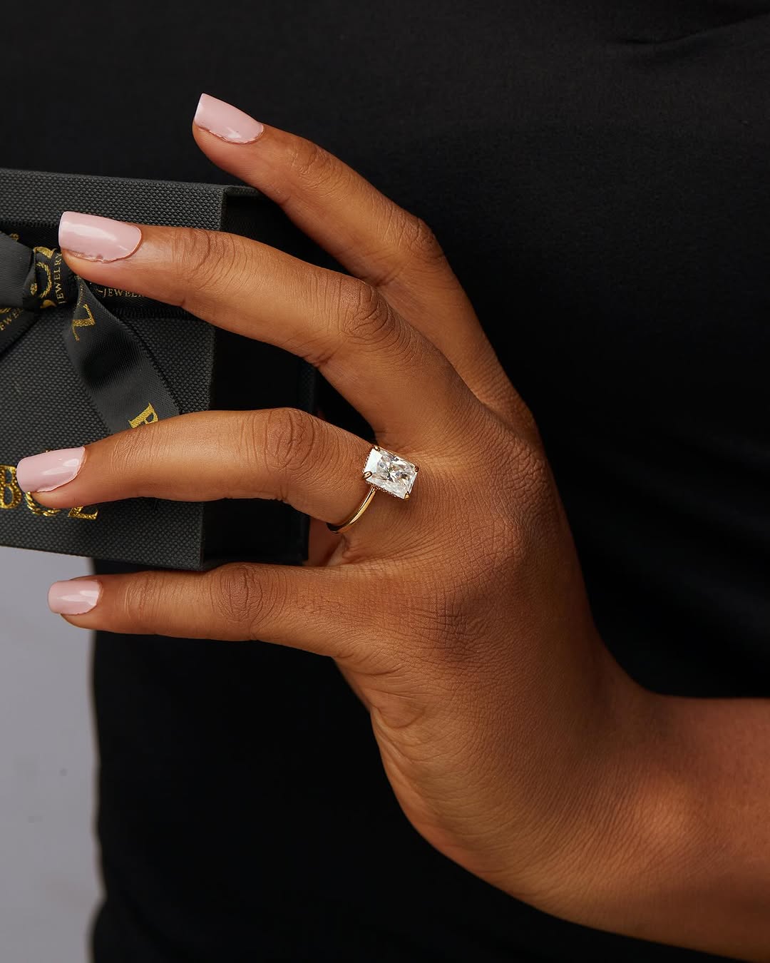 Celine Moissanite & Diamond Engagement Ring in 18K Gold