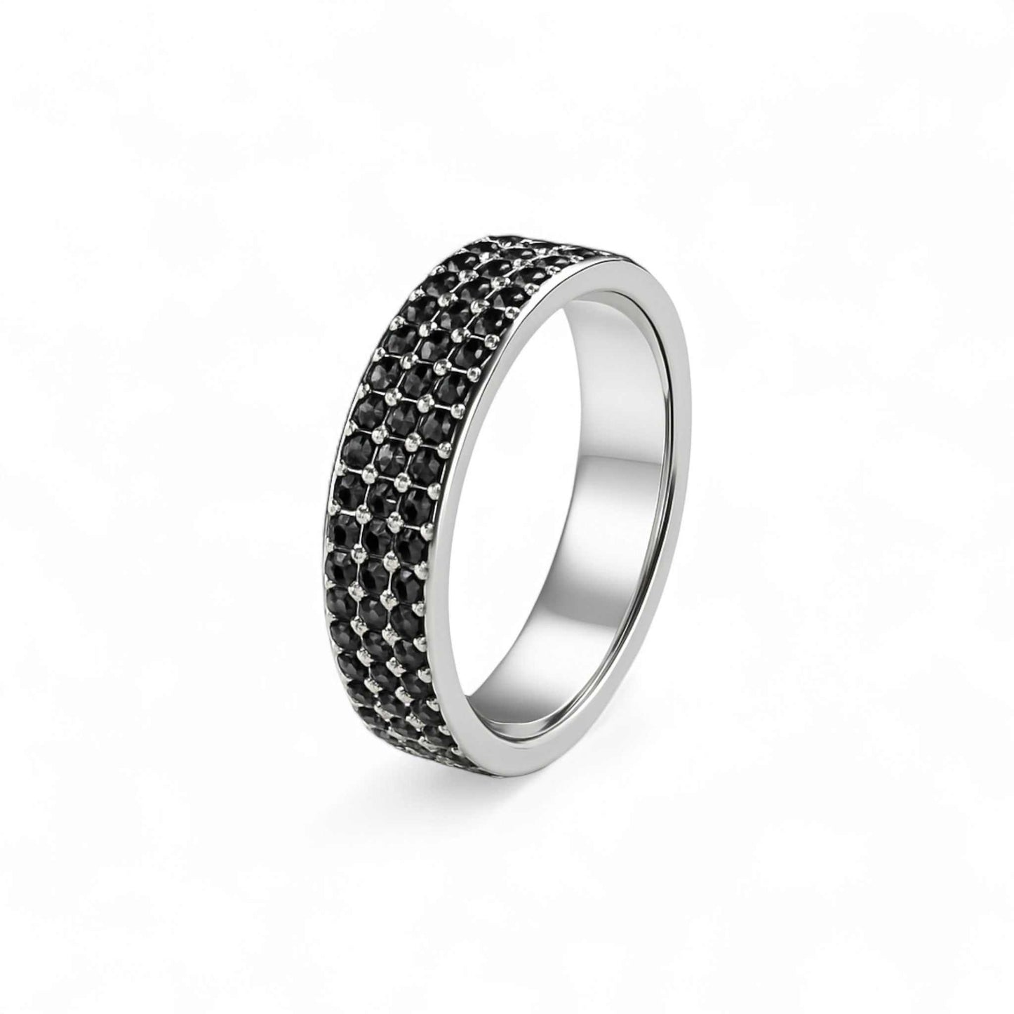 360 Black Diamond Band in 18KT Gold