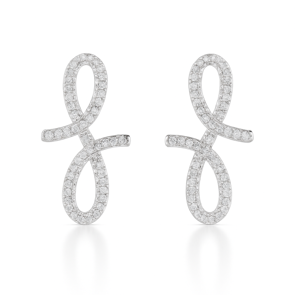 3D Oiza Infinie Pave Diamond Earrings in 18K Gold