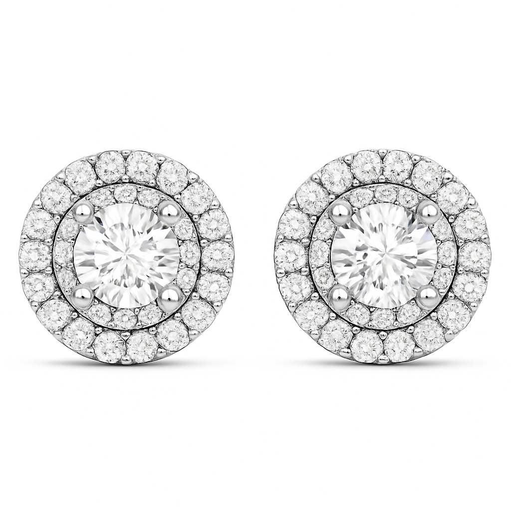 Solitaire Round Cut Moissanite Studs in 925 Sterling Silver