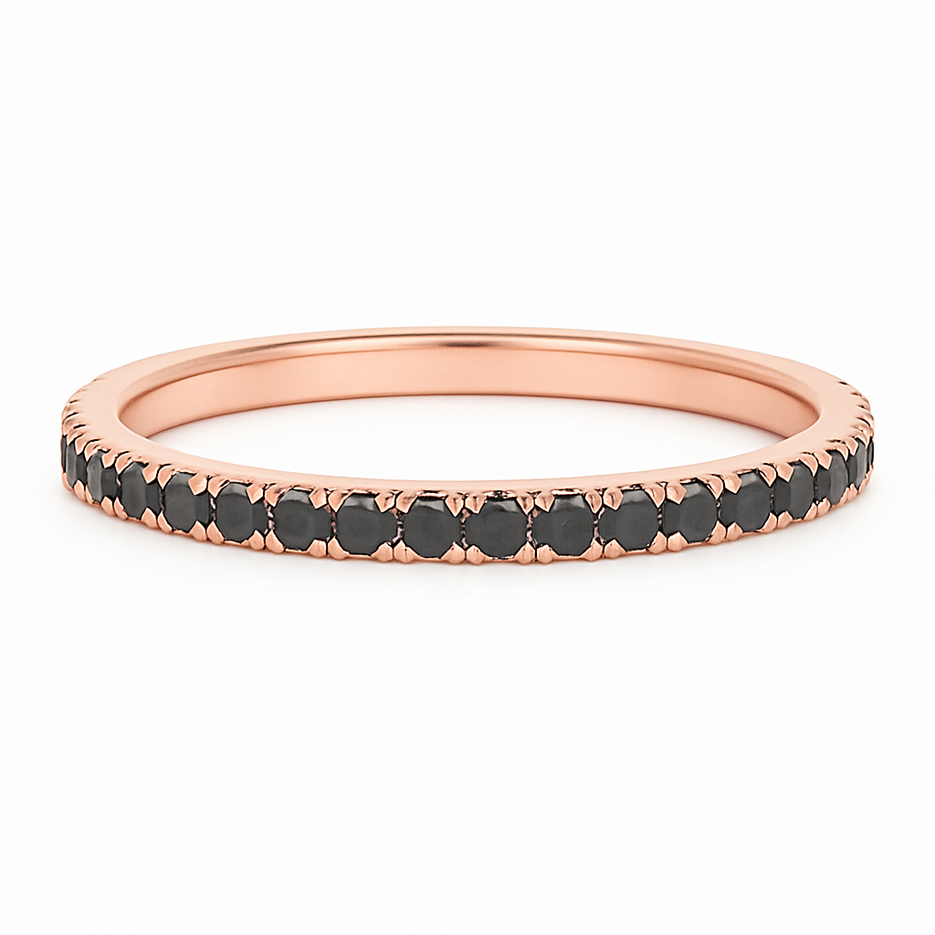 2MM Pave Black Diamond Band in 10K Gold
