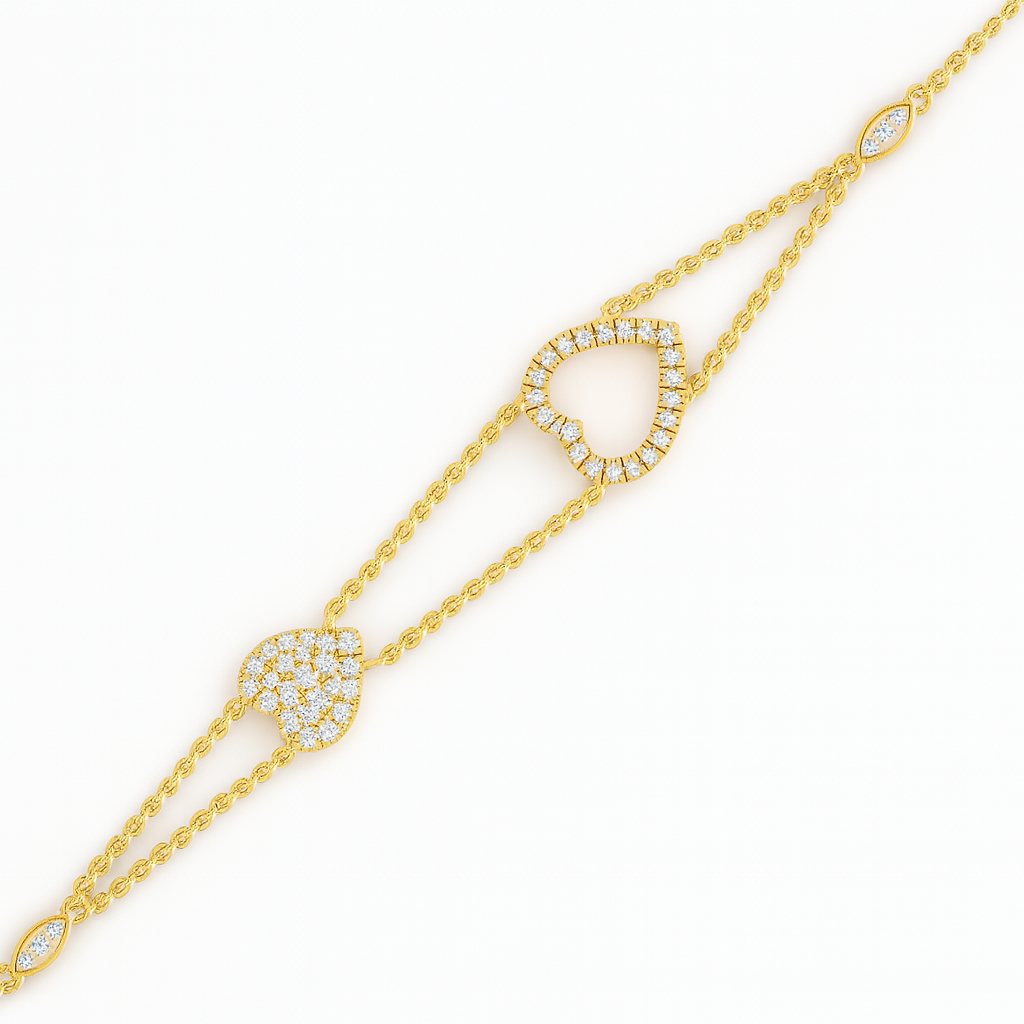 Velar Heart Shape Diamond Cluster Bracelet in 18K Gold