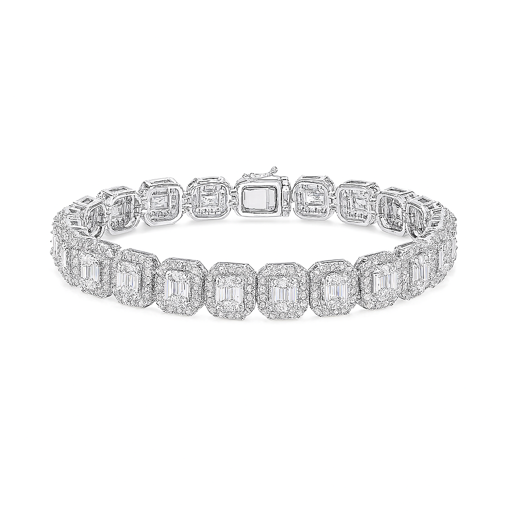 Baguette Moissanite Tennis Bracelet in 925 Sterling Silver