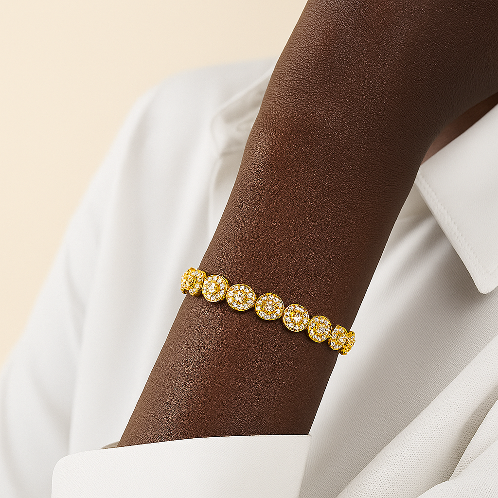Eros Oval Baguette Bracelet in 18 Karat Gold