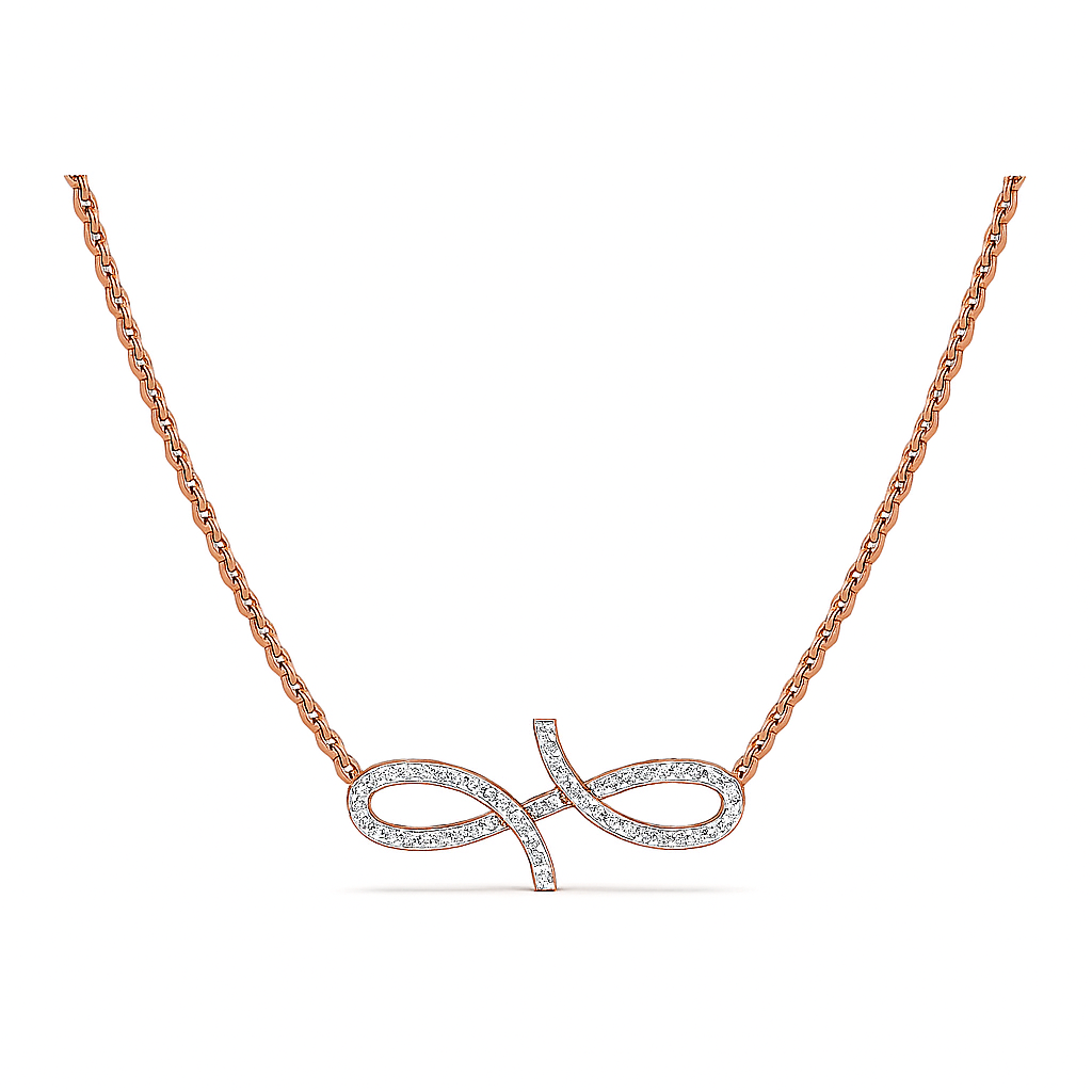 Oiza Infinie Pave Diamond Necklace in 18K Gold