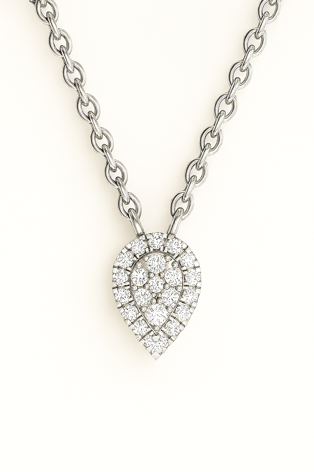 Velar Pear Shape Diamond Pendant Necklace in 18K Gold