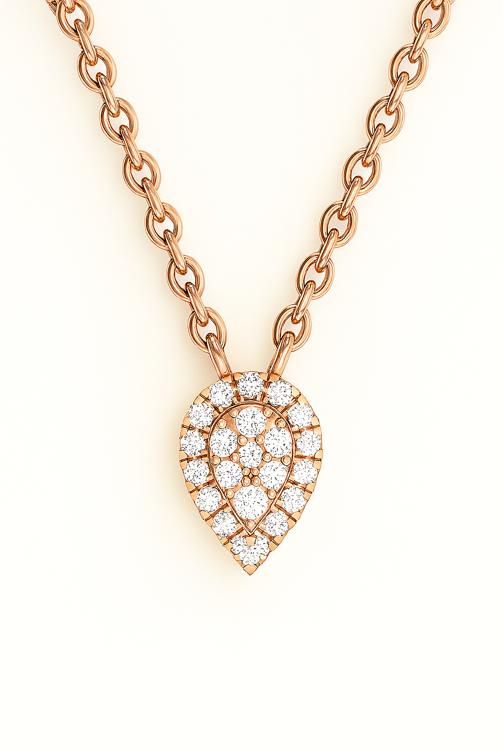 Velar Pear Shape Diamond Pendant Necklace in 18K Gold
