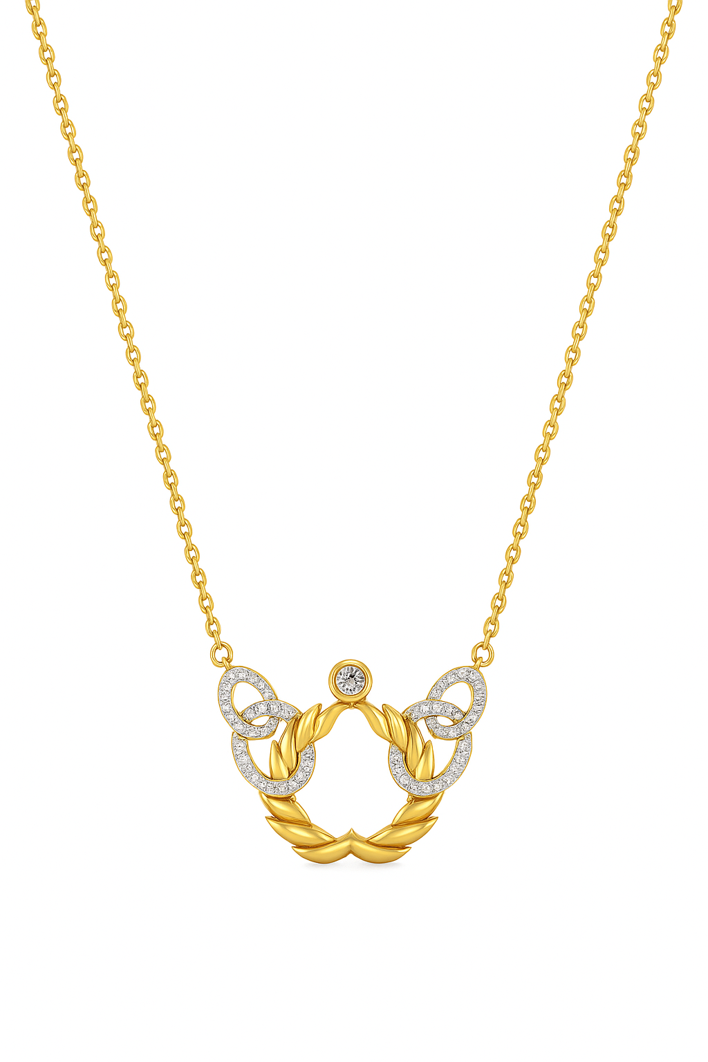 Laurel Harmony Natural Diamond Necklace in 18K Gold