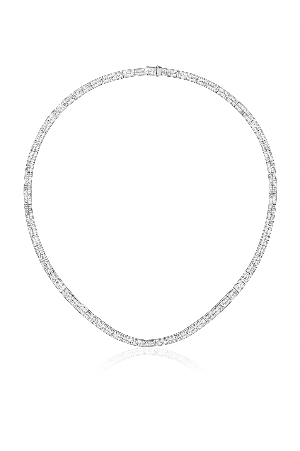 Baguette Cut Tennis Necklace in 18K Gold