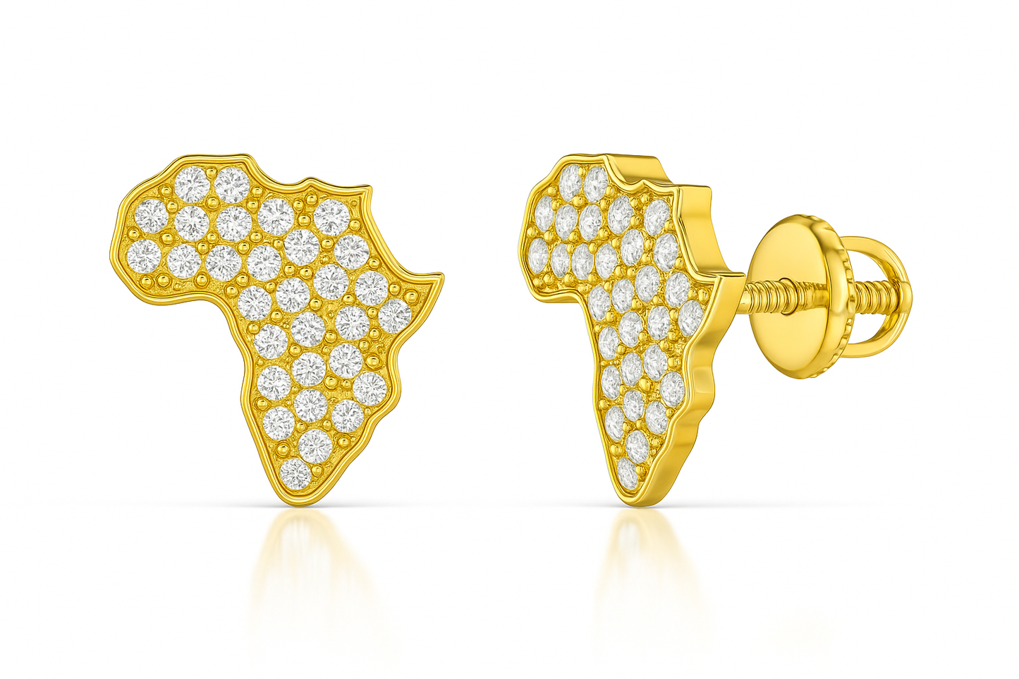 African Heritage Map Natural Diamond Studs in 18K Gold