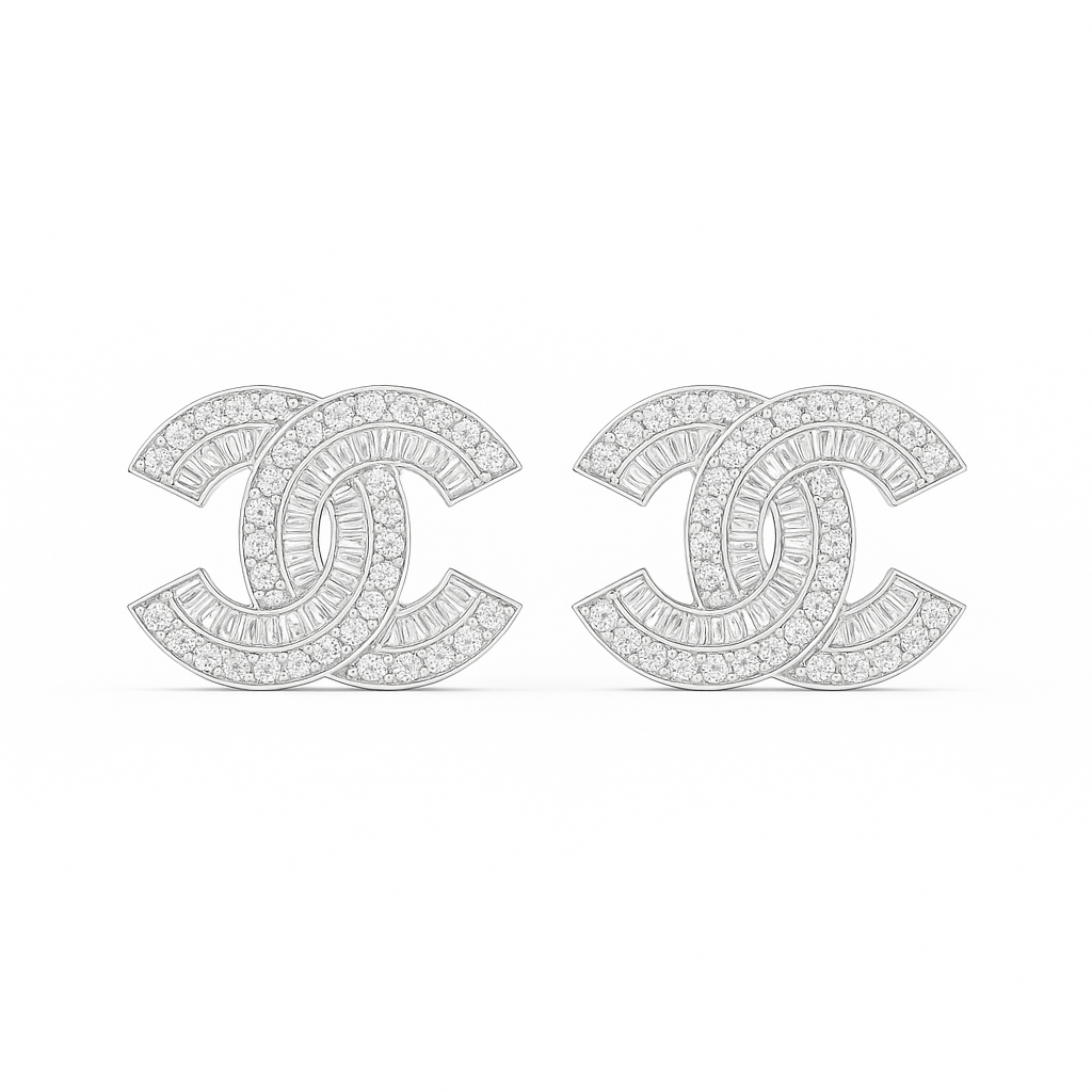 Interlocked C Diamond Mini Studs in 18K Gold