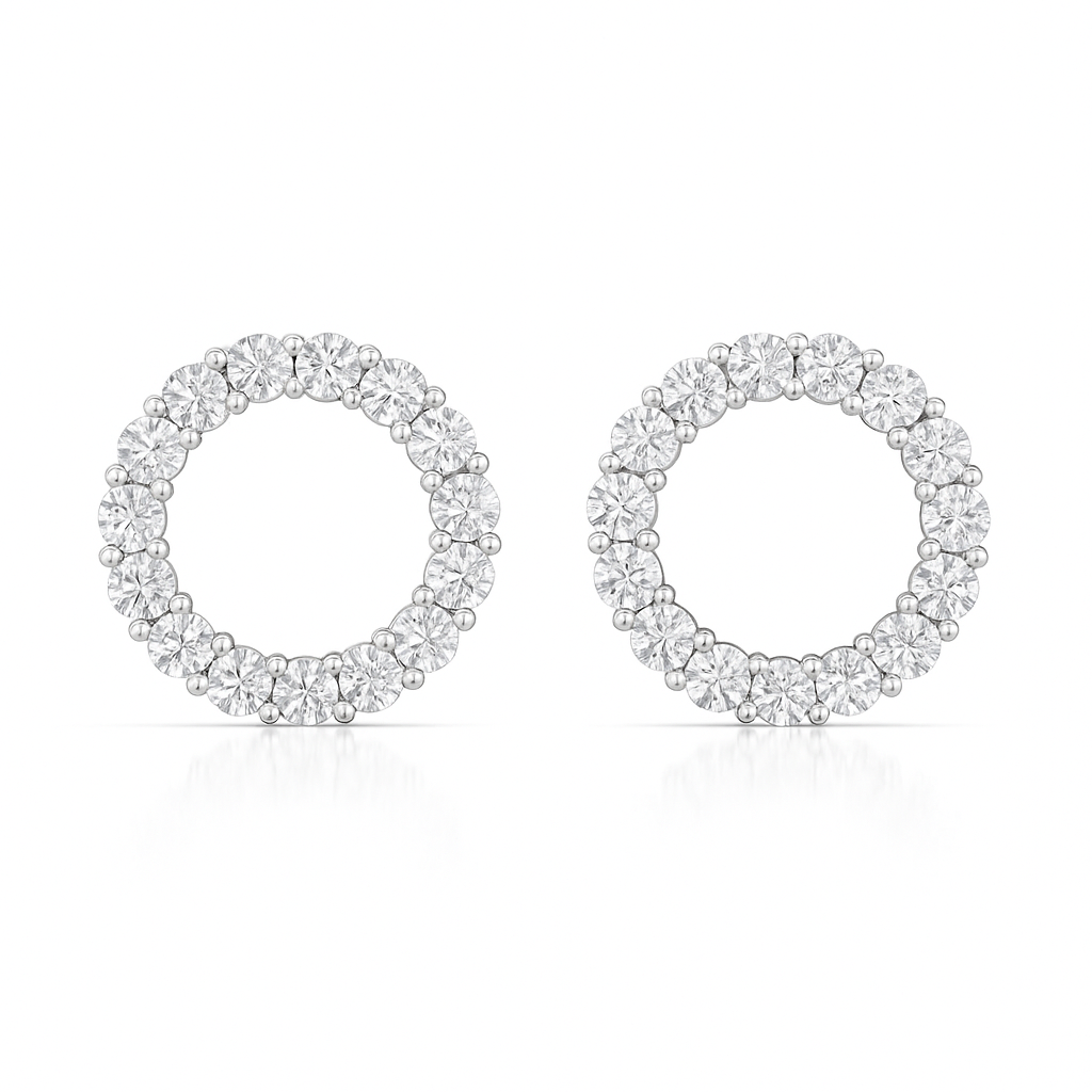 3MM Pave Eternity Diamond Earrings in 18K Gold