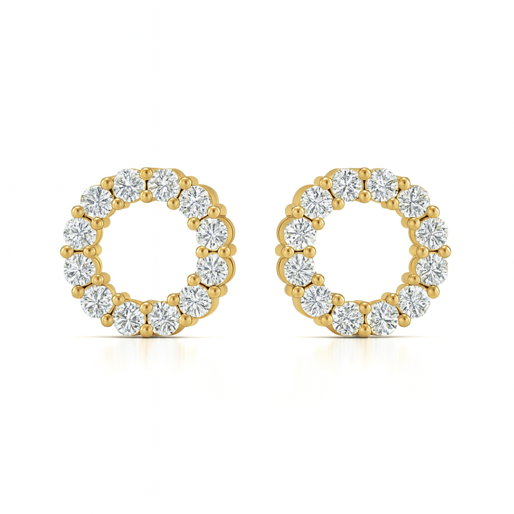 3MM Pave Eternity Diamond Earrings in 18K Gold