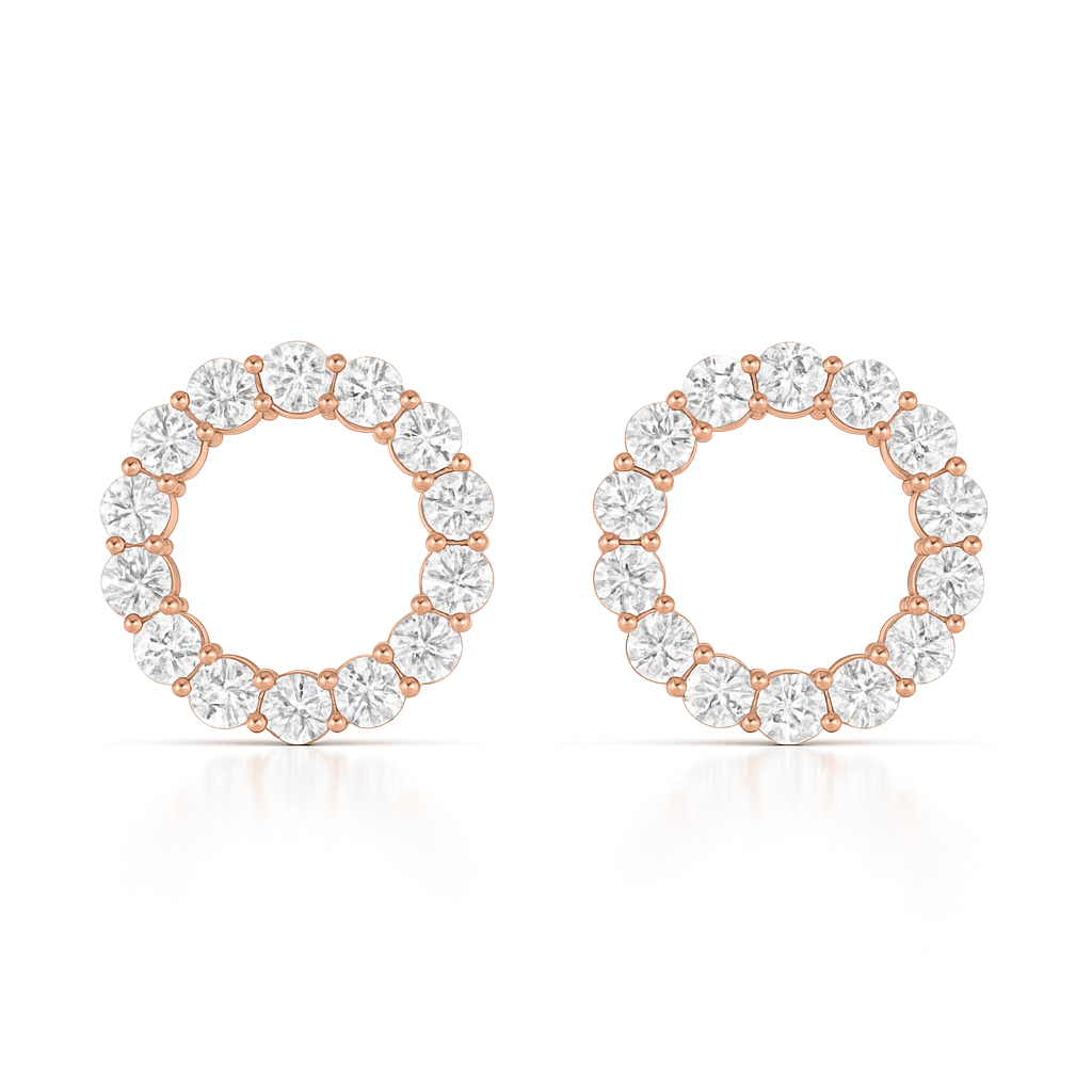 3MM Pave Eternity Diamond Earrings in 18K Gold