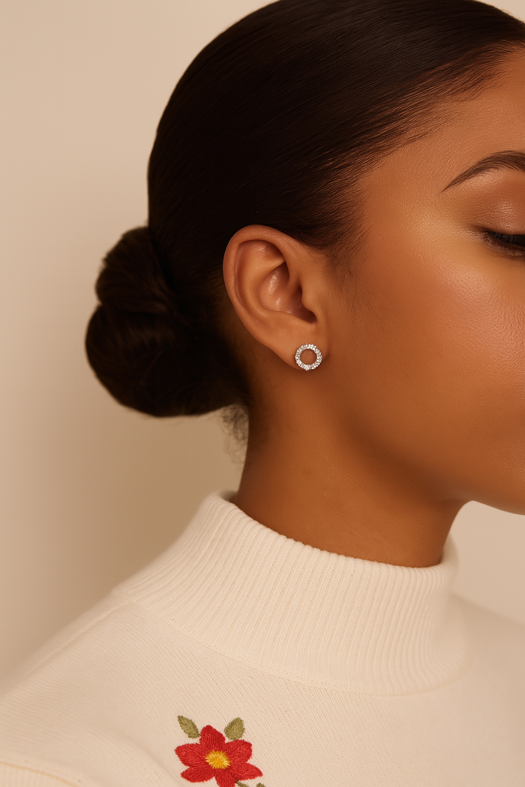 3MM Pave Eternity Diamond Earrings in 18K Gold