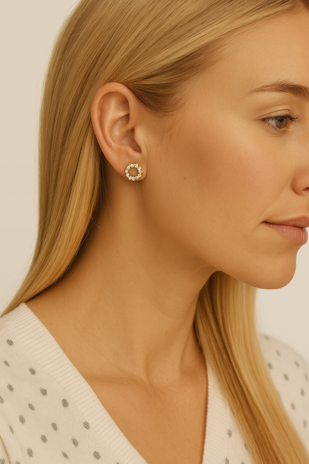 3MM Pave Eternity Diamond Earrings in 18K Gold