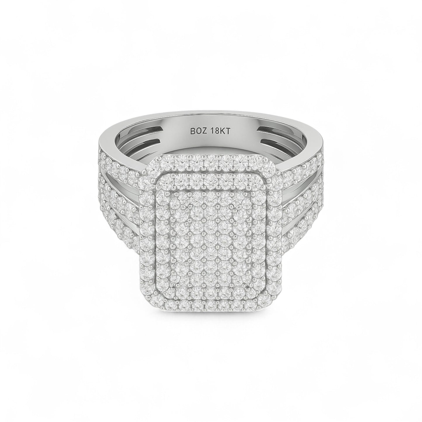 Omoni Radiant Cluster Natural Diamond Engagement Ring in 18K Gold