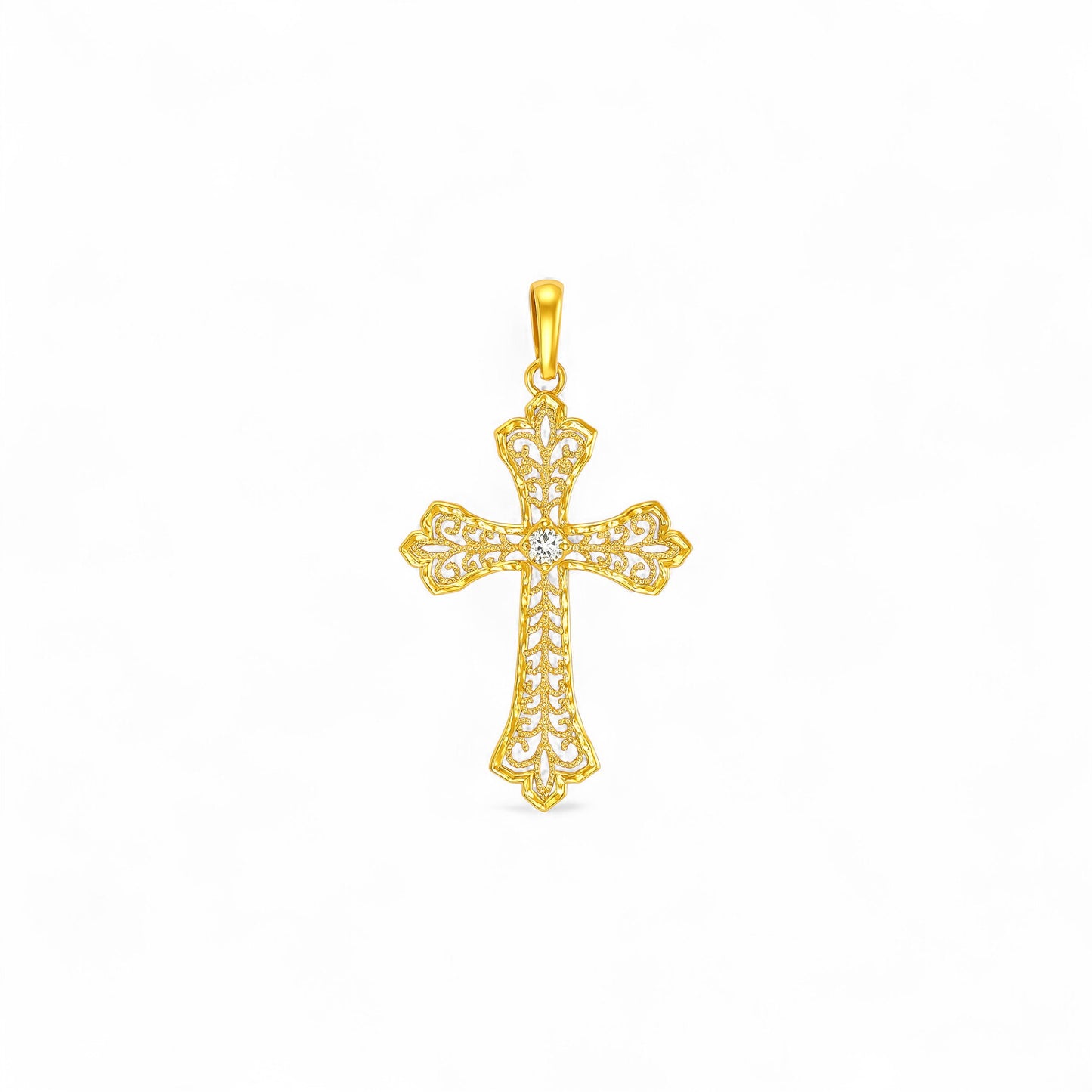 Single Stone Cross Diamond Pendant in 18k Gold