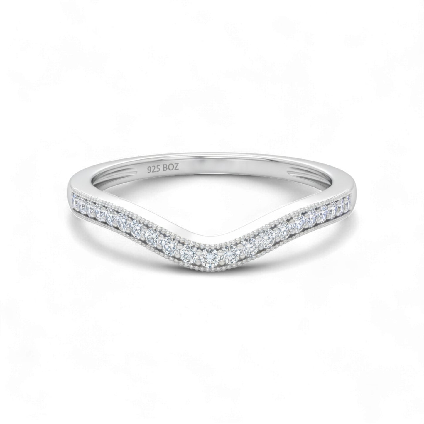 Curve Moissanite Band in 925 Sterling Silver