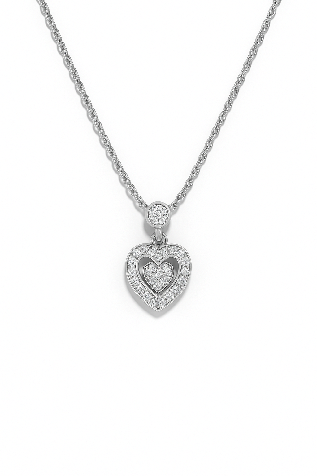 Drop Heart Moissanite Necklace in 925 Sterling Silver
