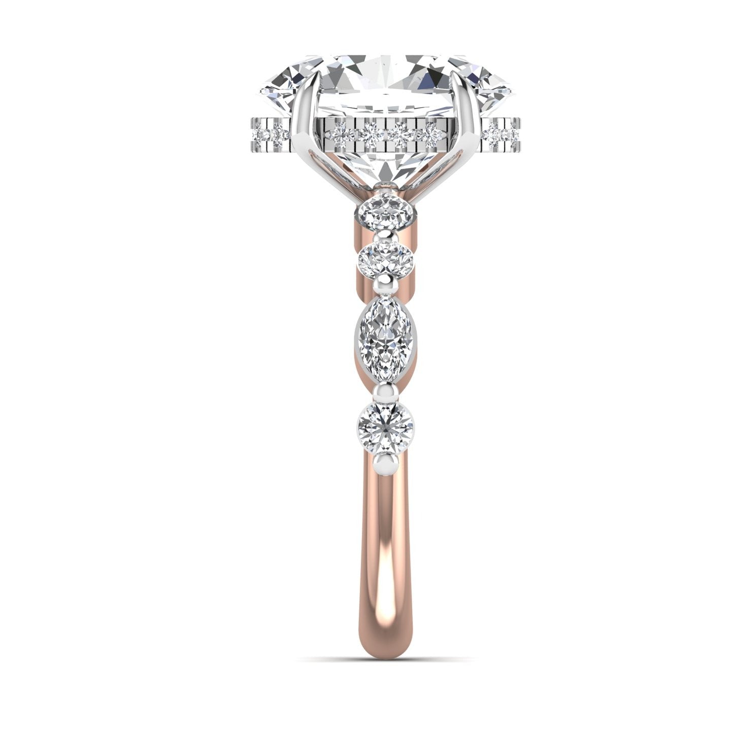 Eva 3ct Oval Cut Diamond Engagement Ring in 18K Gold