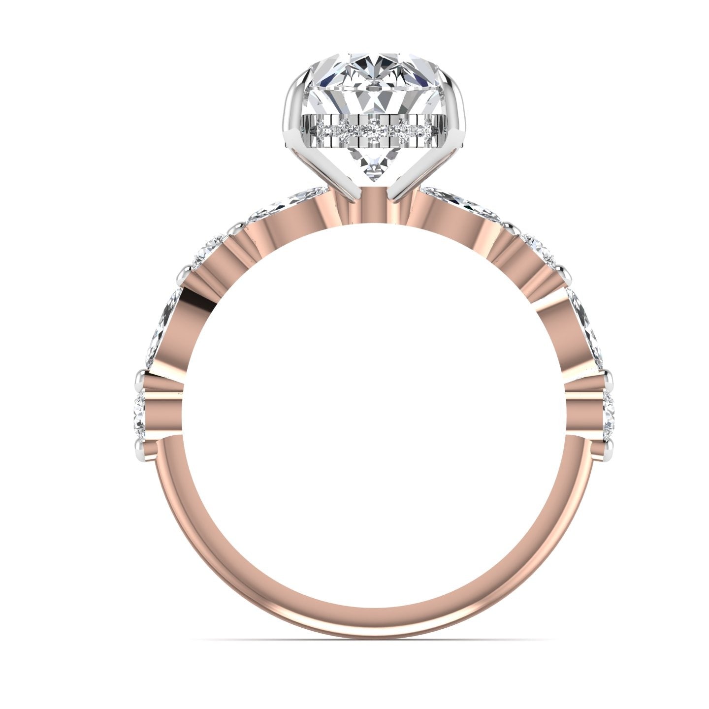 Eva 3ct Oval Cut Diamond Engagement Ring in 18K Gold