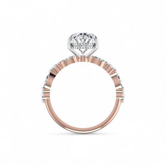 Eva 3ct Oval Cut Diamond Engagement Ring in 18K Gold