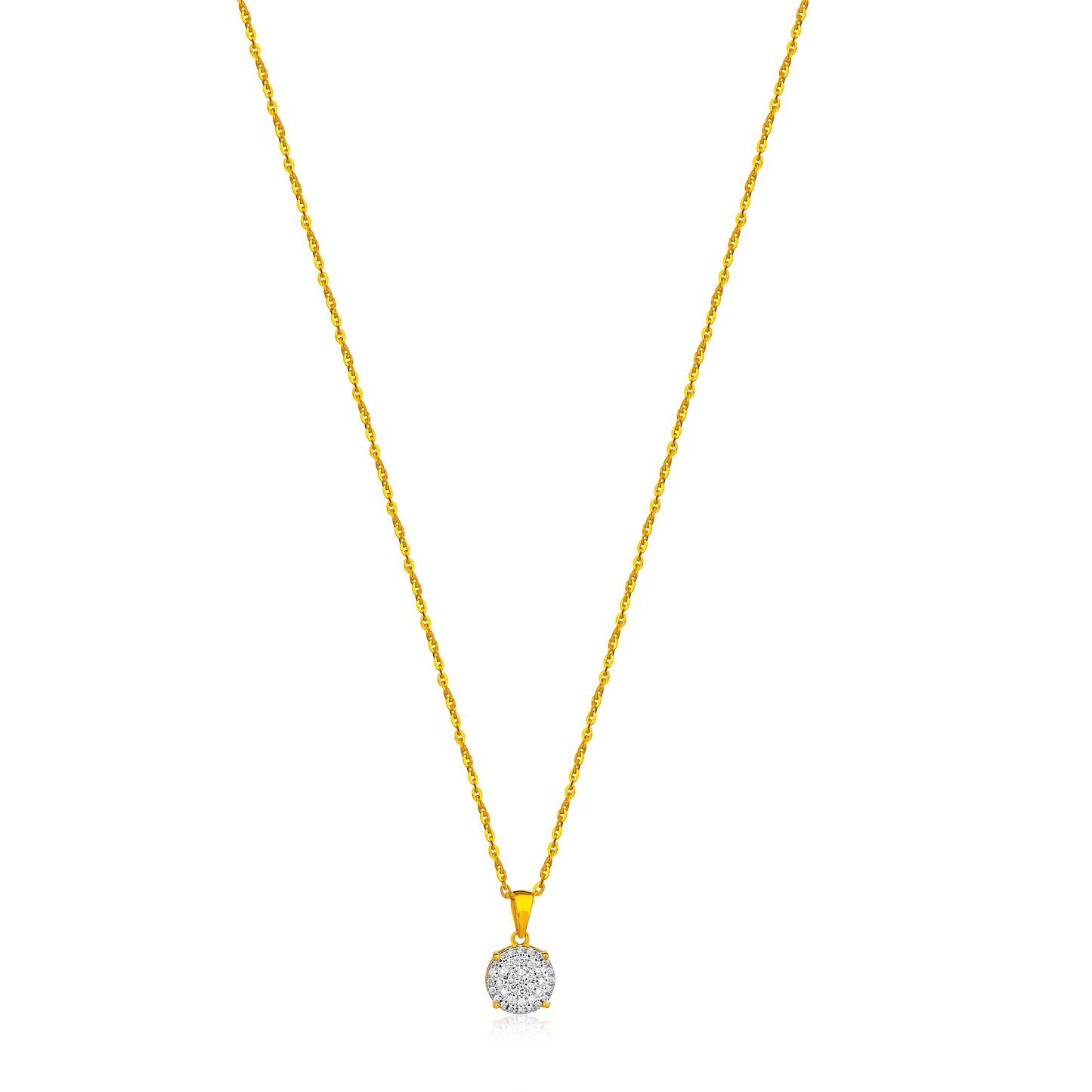 A minimalist 18K gold necklace featuring a natural diamond pendant.