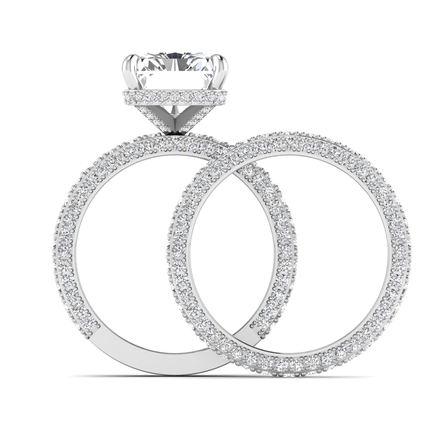 Amina Radiant Cut Lab Grown Diamond Bride Set in 18K Gold