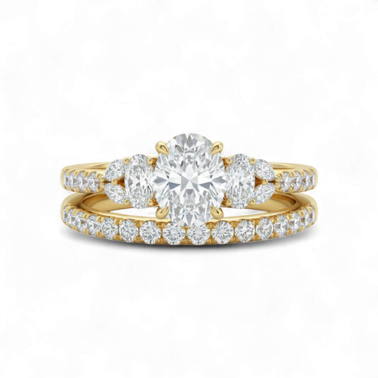 Mai Moissanite Bride Set in 18K Gold