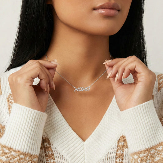 XOXO Mini Natural Diamond Necklace in 18KT Gold