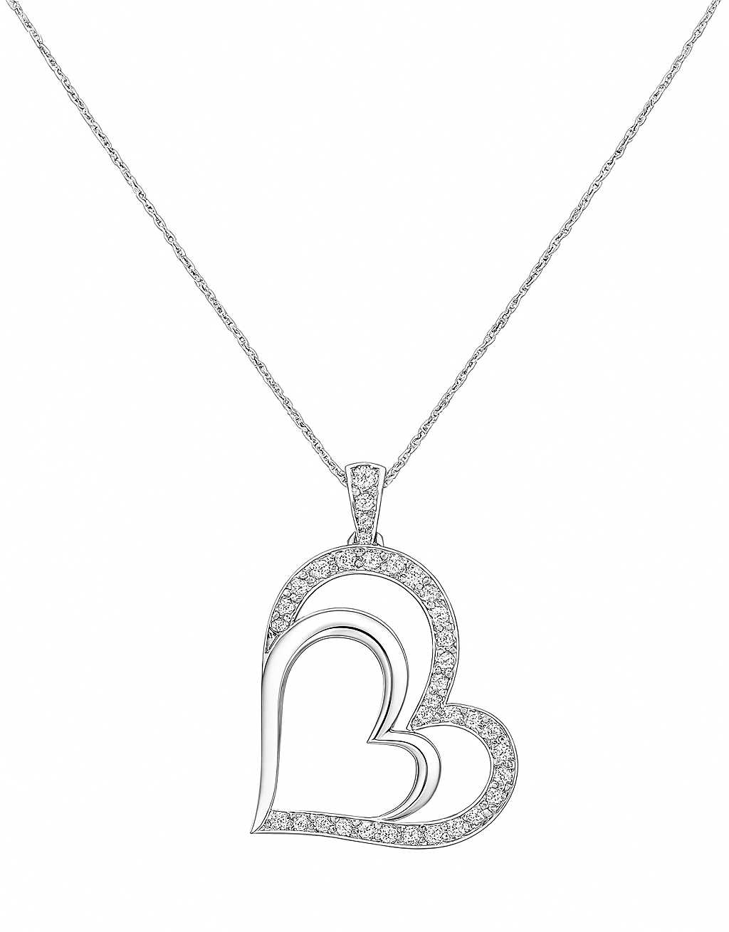 Heart-shaped pendant necklace with 'BOZ Jewelry' logo on a white background