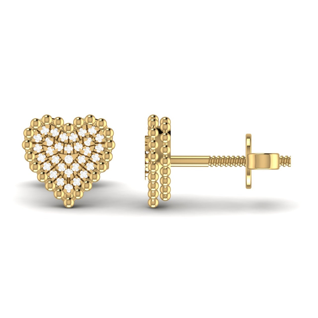 Ava Heart Shape Diamond Studs in 18K Gold