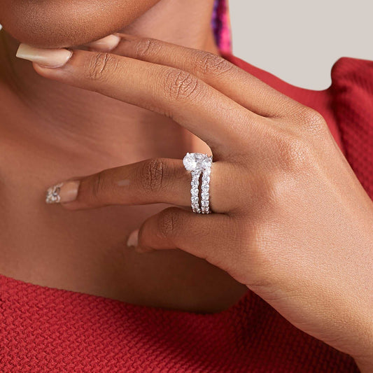 Vega Oval CZ Bride set in 925 Sterling Silver