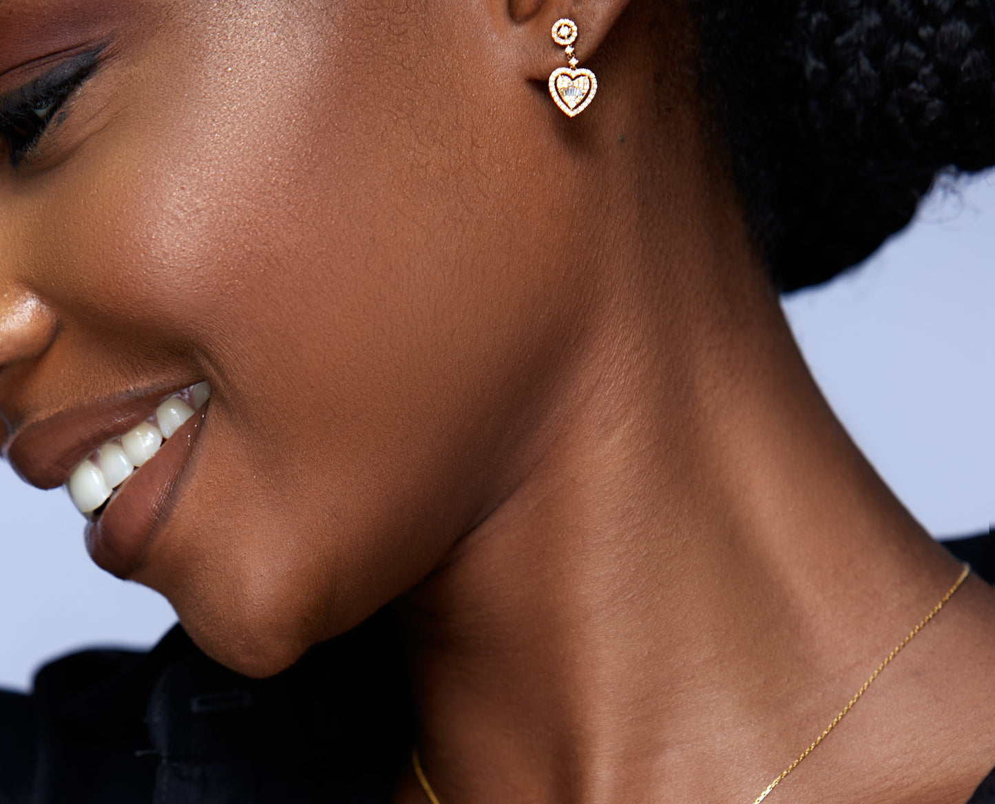 Drop Heart Natural Diamond Earrings in 18K Gold
