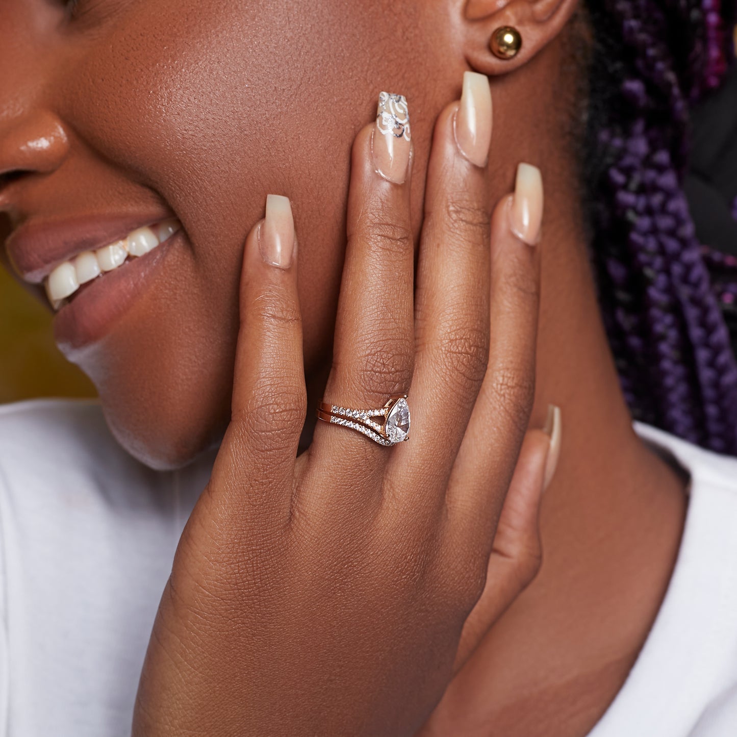 Split Shank Pear Cut CZ Bride Set in 10K Gold