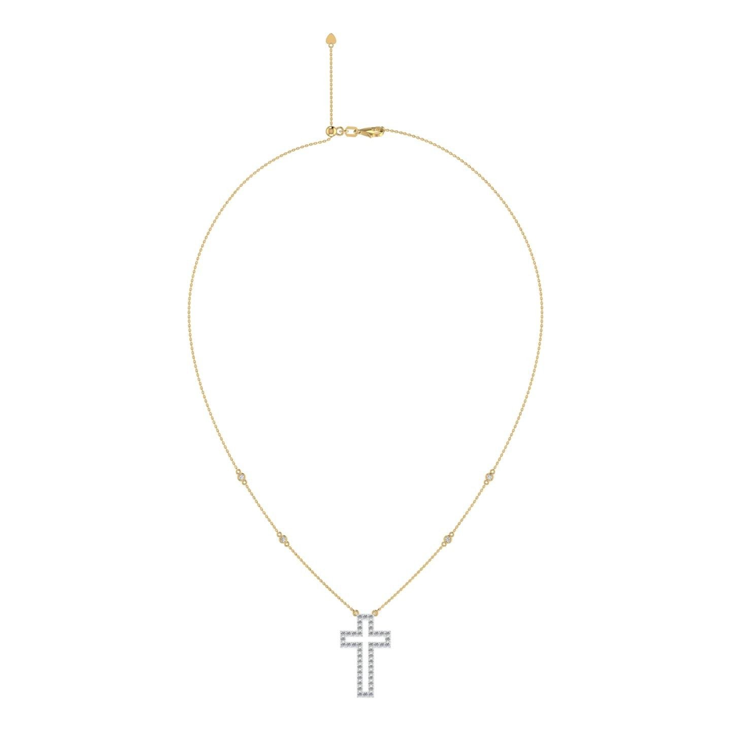 Kairo Outline Cross Diamond Necklace in 18K Gold
