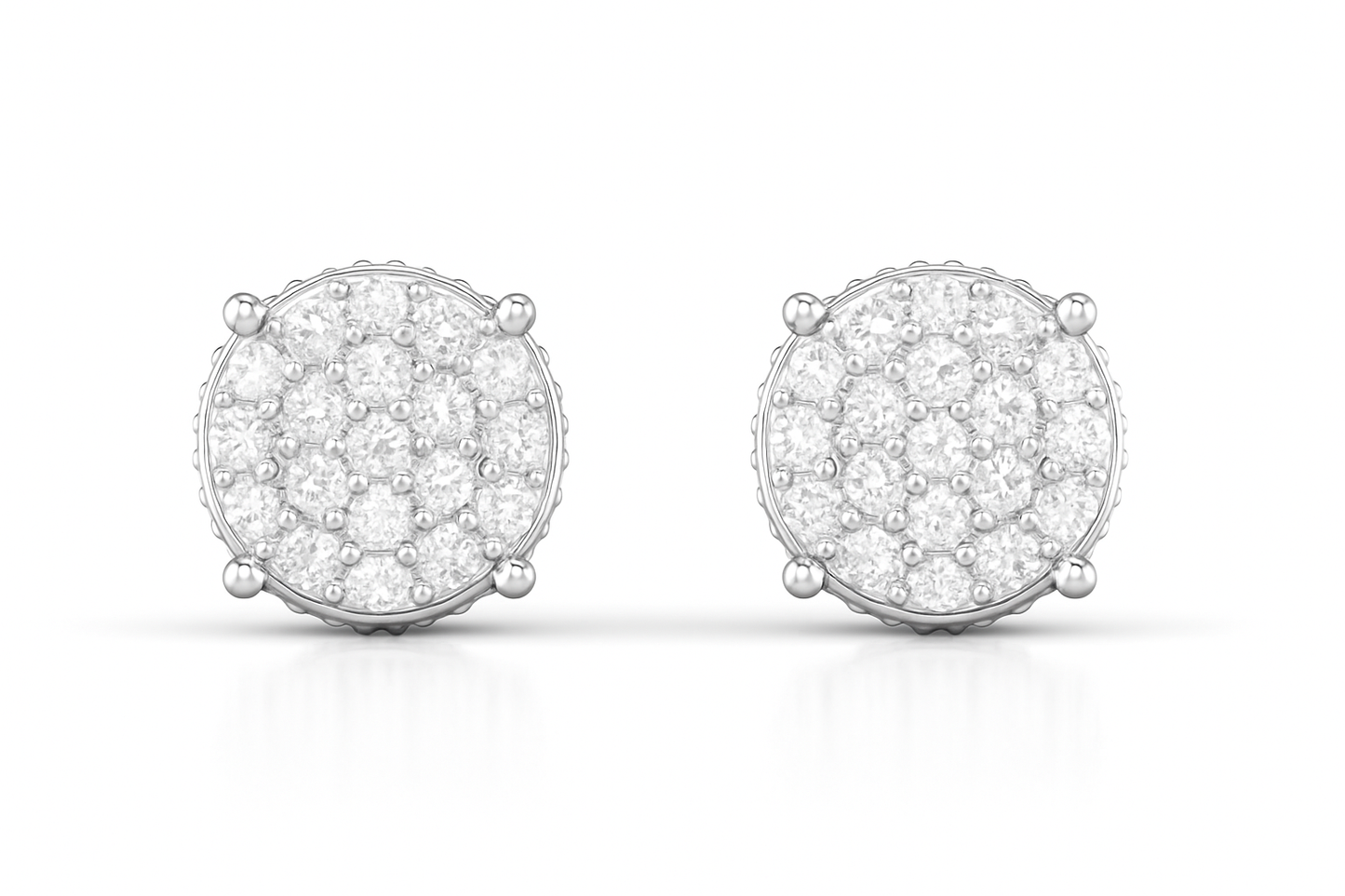 Pair of diamond earrings on a white background