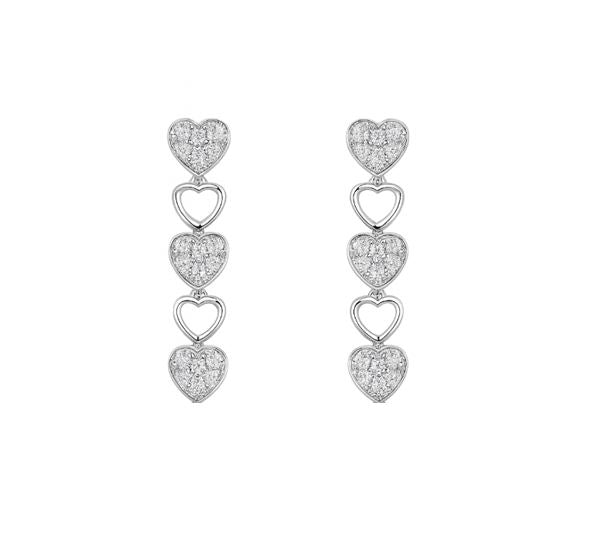 Linked Triple Heart Diamond Earrings in 18K Gold