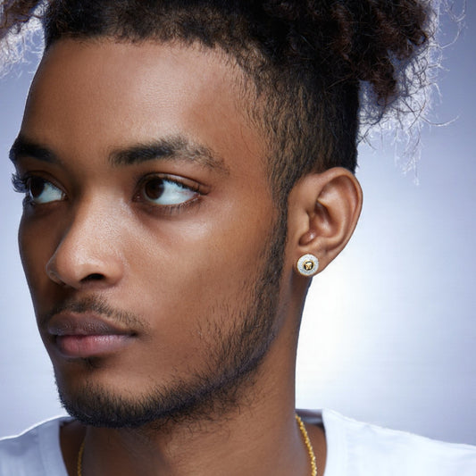 Medusa Diamond Stud Earrings in 18KT Gold