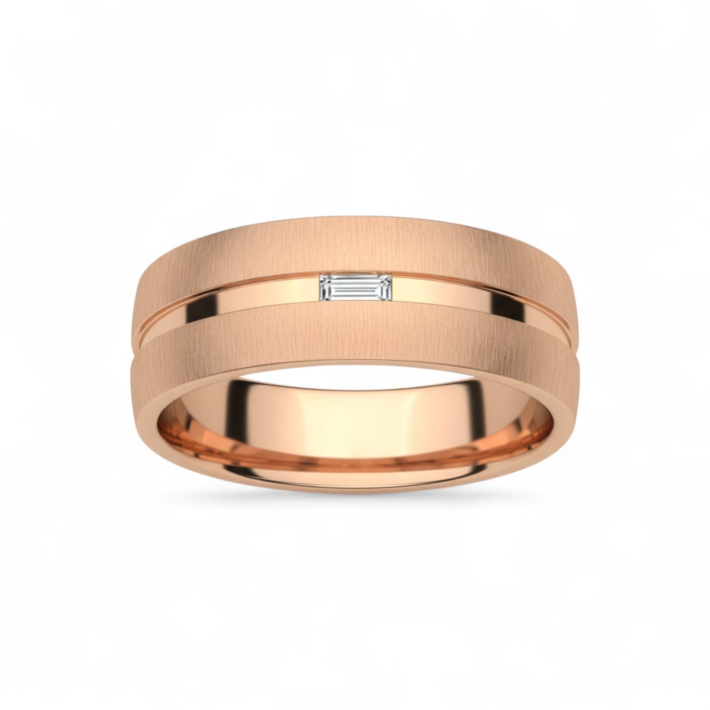 Midline Emerald Cut Moissanite Centre Stone Band in 18KT Gold