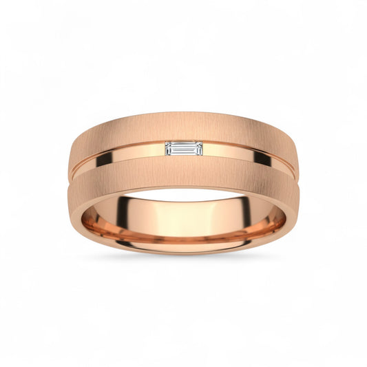 Midline Emerald Cut Moissanite Centre Stone Band in 18KT Gold