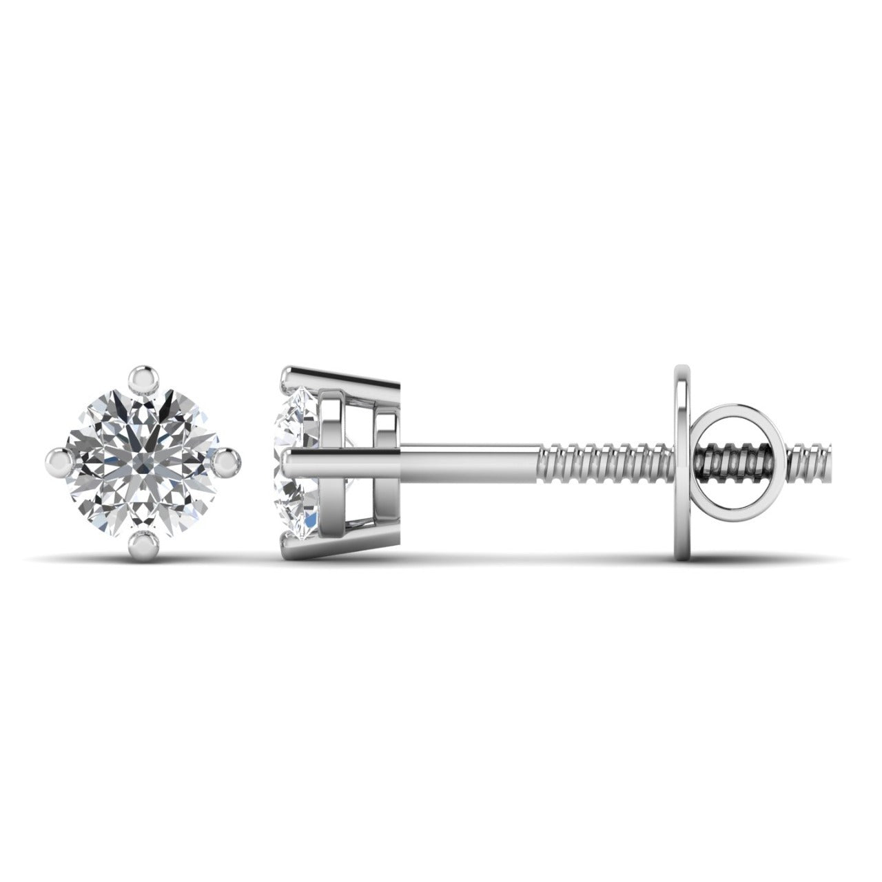 A single Moissanite stud earring set in a silver mounting, showcasing the earring's setting and the stone's brilliance.