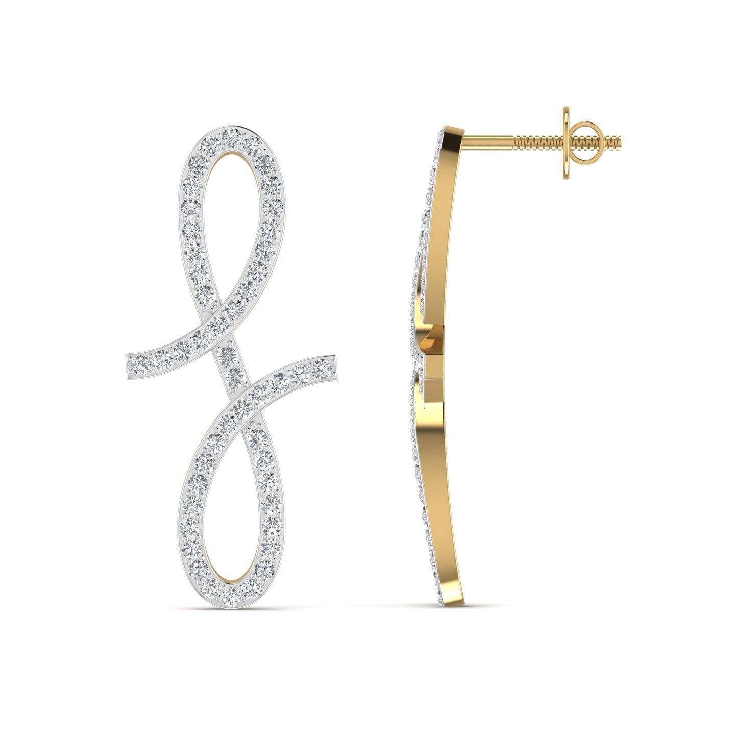 Oiza Infinie Pave Diamond Earrings in 18K Gold