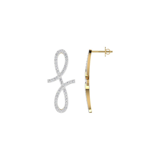Gold and silver earring on a white background